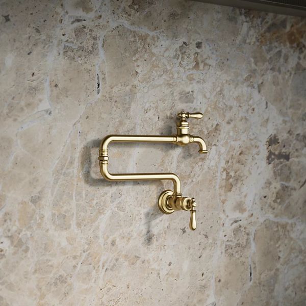 KOHLER® Artifacts® Vibrant Brushed Moderne Brass Wall-Mount Pot Filler-1