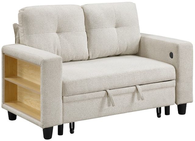 Homelegance® Robinson Beige Loveseat with Pull-Out Bed, Shelves, and Charging Ports-0