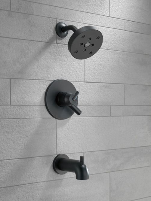Delta Trinsic® Monitor® 17 Series H2Okinetic® Matte Black Tub and Shower Trim-3