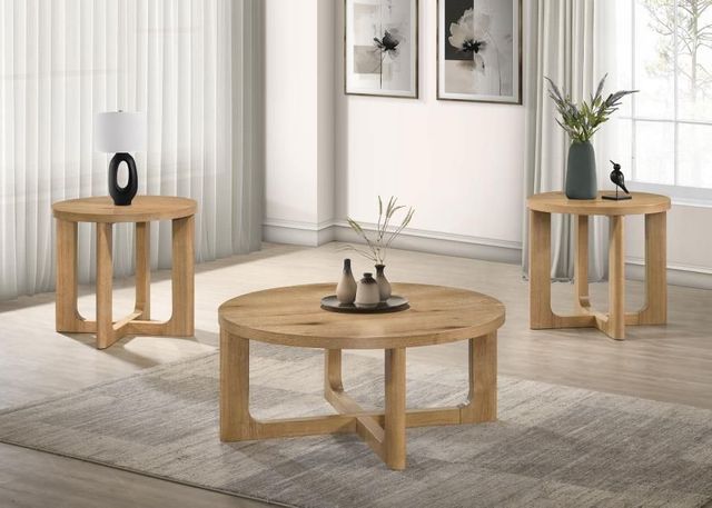 Coaster® Kessler 3-Piece Light Oak Coffee Table Set-1