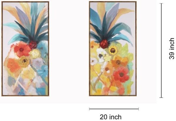 Classy Living Tropical Pineapple Blossom Duo Wall Art Set-2