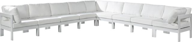Meridian Furniture Nizuc 9-Piece White Outdoor Patio Modular Sectional Set-0
