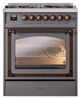Ilve® Nostalgie II Noblesse 30" Graphite Matte Pro Style Dual Fuel Range with Burnished Trim-1