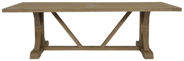 Sunset West Coastal Warm Gray Wooden Rectangular Outdoor Trestle Dining Table-1