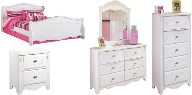 Signature Design by Ashley® Exquisite 5-Piece White Youth Twin Sleigh Bed Set-0