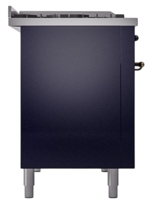Ilve® Nostalgie II Noblesse 48'' Midnight Blue Pro Style Dual Fuel Range with Burnished Trim-2