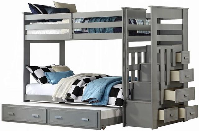 ACME Furniture Allentown Gray Youth Twin Over Twin Bunk Bed with Trundle and Storage-3