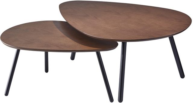 Adesso® Hendrix Walnut Nesting Coffee Table with Metal Black Legs-2