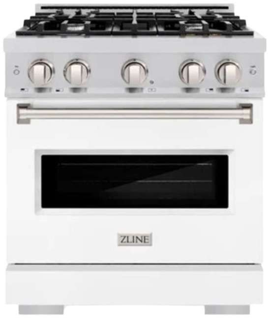 ZLINE Classic 30" Stainless Steel Pro Style Gas Range with White Matte Door-0