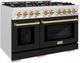 ZLINE Select Autograph Edition 48" Satin Stainless Steel Pro Style Dual Fuel Range with Black Matte Doors and Polished Gold Accents-2