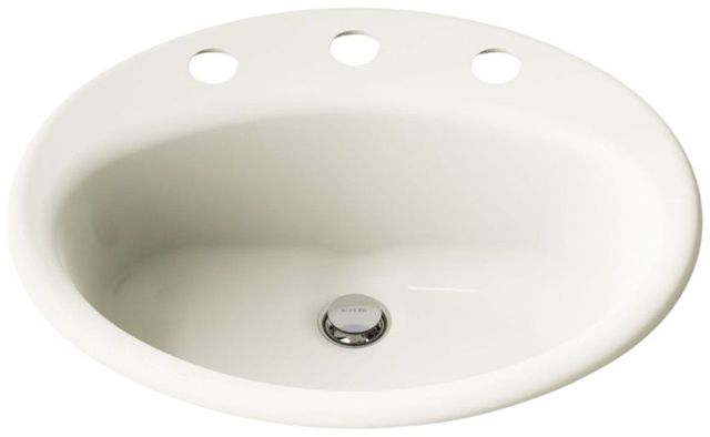 Kohler Farmington® Biscuit 19.25" Widespread Oval Drop-In Bathroom Sink-4