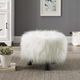 Linon Dase White Faux Fur Stool-1