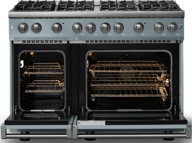Viking® 5 Series 48" Novembery Sky Pro Style Gas (NG) Range with Polished Chrome Trim-1