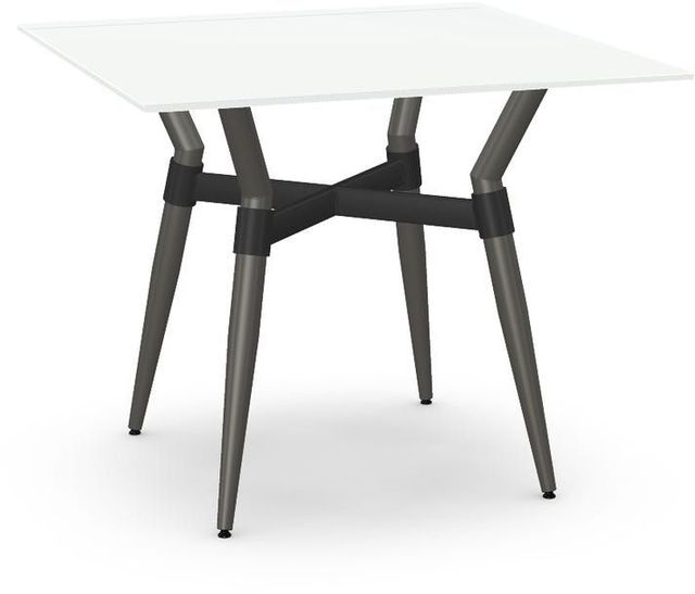 Amisco Customizable Link White Glass 29.5" Square Table with Steel Legs-0