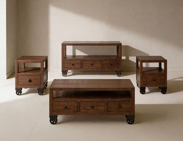 International Furniture Direct Oslo Brown End Table-1