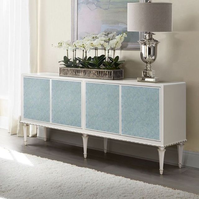 ACME Furniture Ansaldo Pearl White/Silver Shimmer Console Cabinet-1