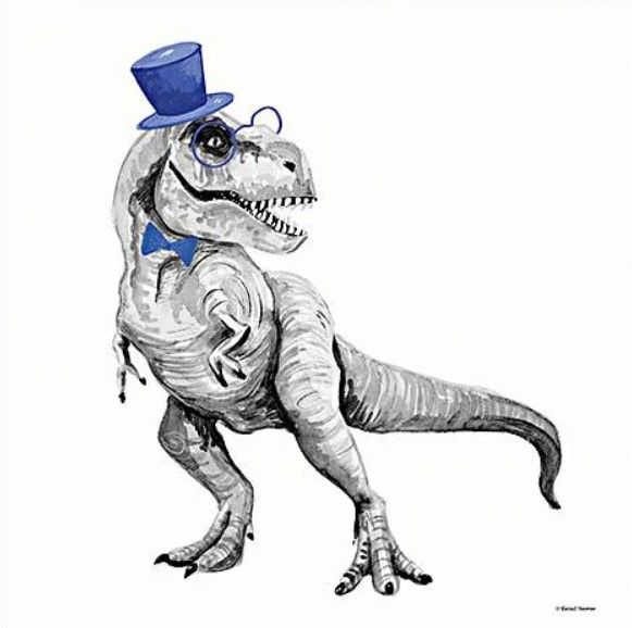 Classy Art T-Rex in a Top Hat by Rachel Nieman Wall Art-0