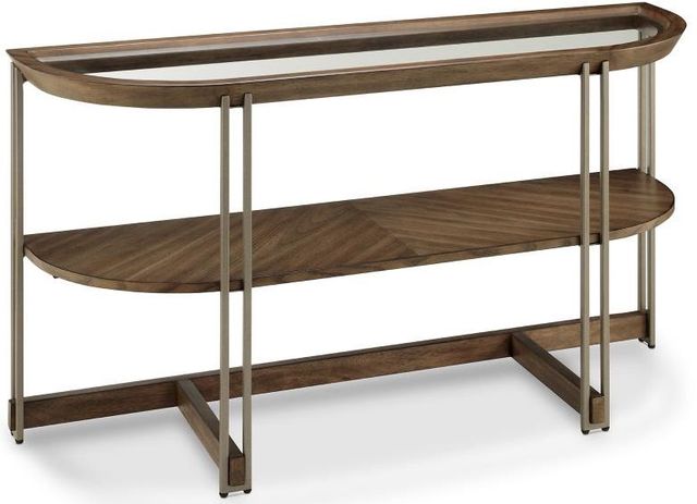 Magnussen Home® Elora Glass Top Demilune Sofa Table with Walnut  Frame -0