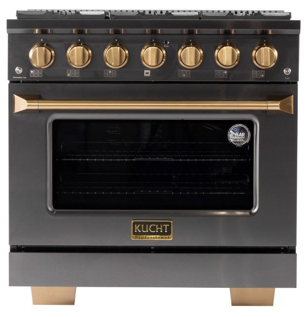 Kucht Professional KEG Series 36" Titanium Stainless Steel Pro Style Liquid Propane Gas Range-0