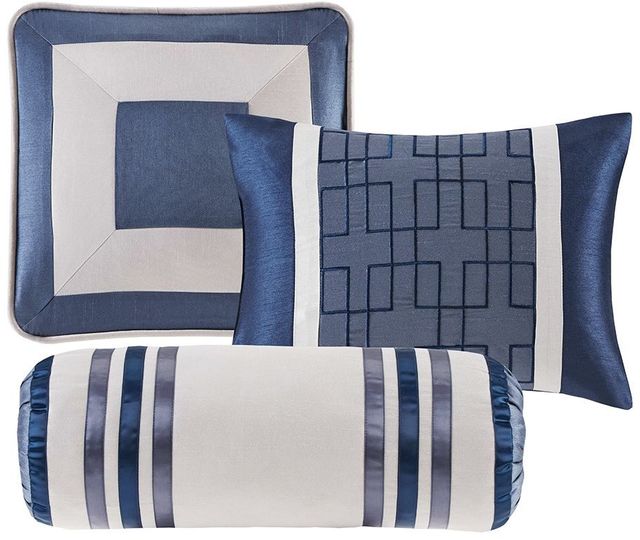 Olliix by Madison Park Genevieve 7 Piece Navy California King Comforter Set-2