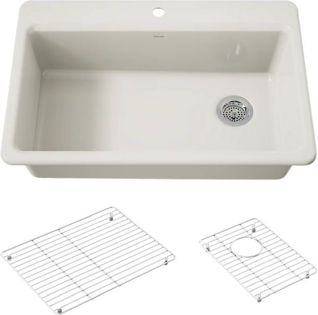 KOHLER® Riverby® Biscuit 33" 1-Faucet Hole Top-Mount Single-Bowl Kitchen Sink-0