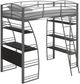 dhp furniture® Sage Studio Silver Twin Metal Loft Bed with Integrated Desk and Shelves-0