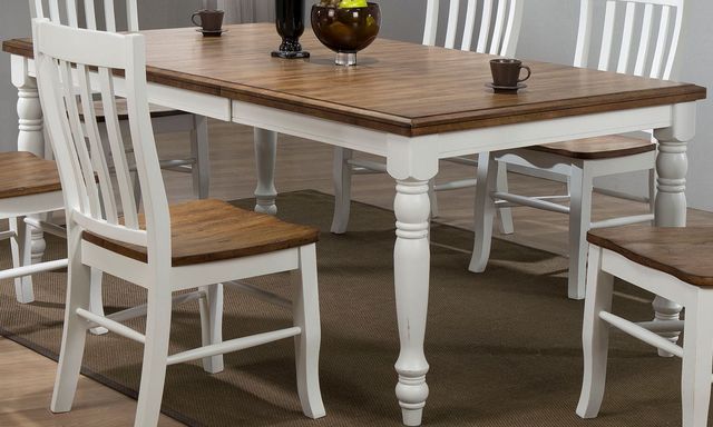 Winners Only® Pacifica Rustic Brown 78" Leg Table with Butterfly Leaf and White Base-0