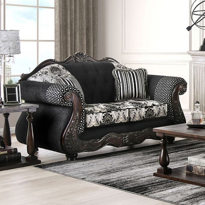 Furniture of America Ronja Black Loveseat Parks Home Furnishings