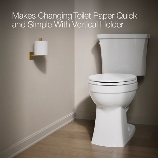 KOHLER® Square Vibrant Brushed Moderne Brass Vertical Toilet Paper Holder-3