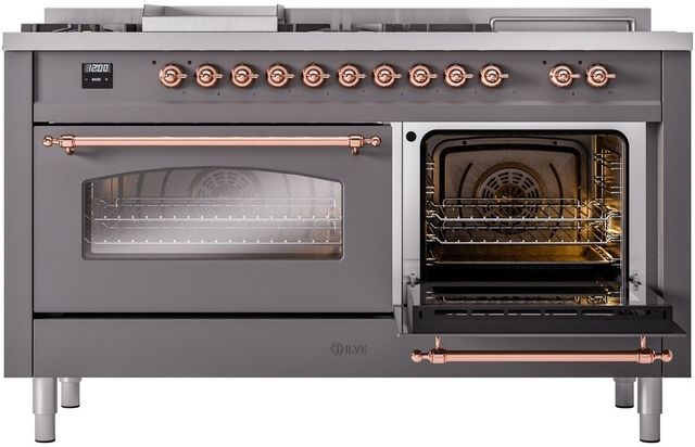 Ilve® Nostalgie II Series 60" Graphite Matte Pro Style Dual Fuel Range-2