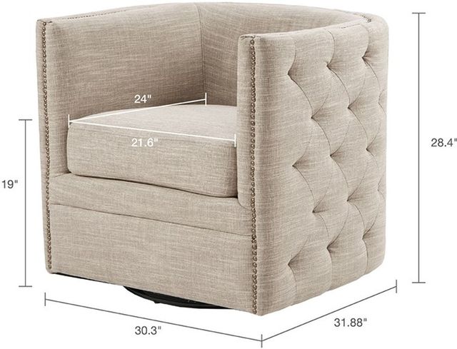 Olliix by Madison Park Cream Capstone Swivel Chair-1