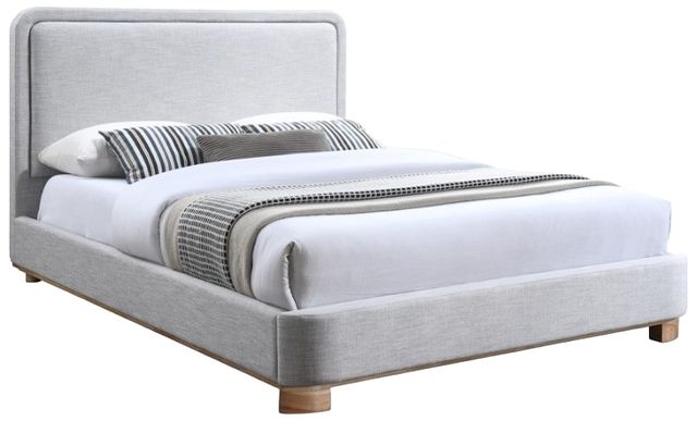 Meridian Furniture Nolita Grey/Natural Queen Linen Textured Upholstered Bed-0