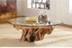 Hammary Hidden Treasures Glass Top Cocktails Table with Brown Root Ball Base-1
