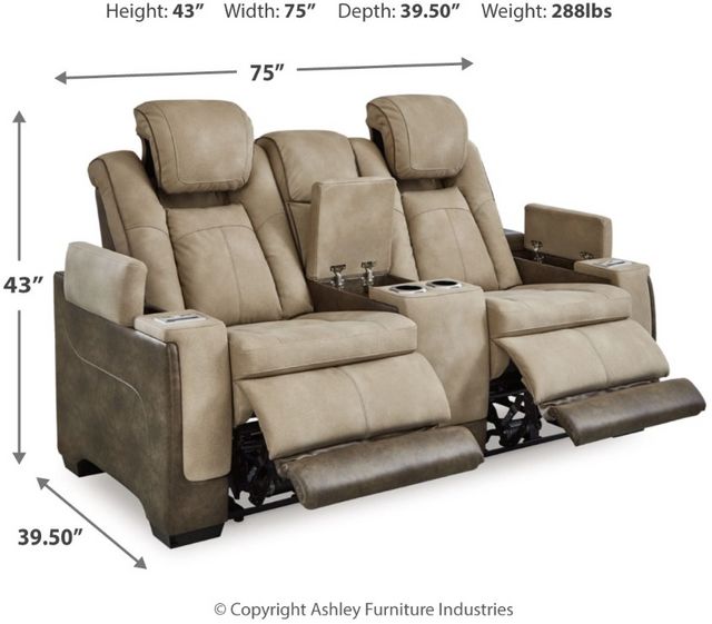 Signature Design by Ashley® Next-Gen DuraPella Two-tone Sand Power Reclining Loveseat with Console-4