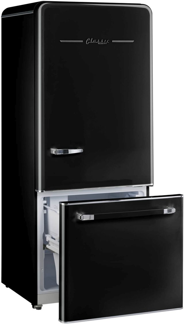 Unique® Appliances Classic Retro 24 in. 18 Cu. Ft. Midnight Black Bottom Freezer Refrigerator-3