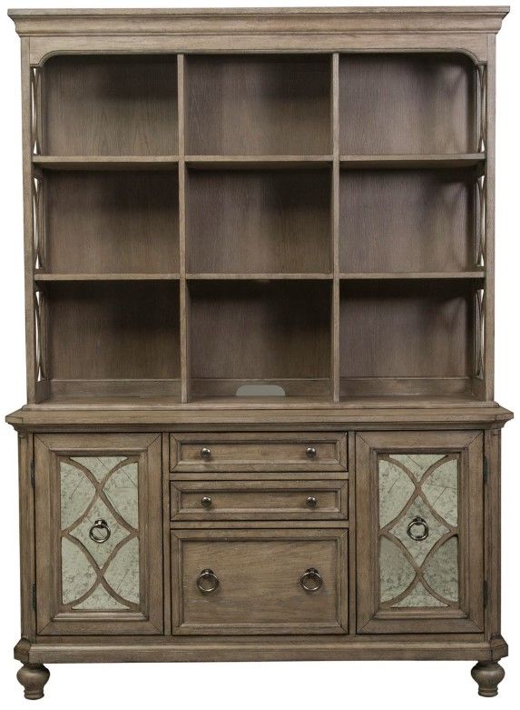 Liberty Furniture Simply Elegant Heathered Taupe Credenza and Hutch Set-2