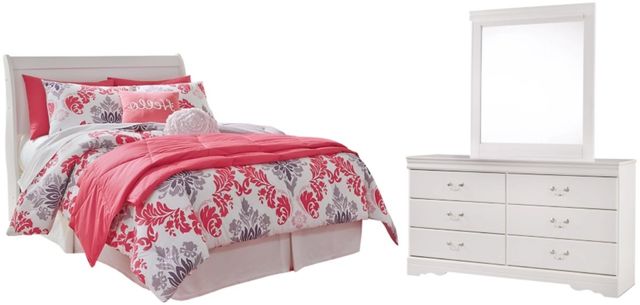 Signature Design by Ashley® Anarasia 3-Piece White Full Sleigh Headboard Bed Set-0
