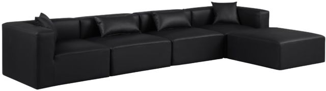 Meridian Furniture Cube 5-Piece Black Modular Sectional with Ottoman-0