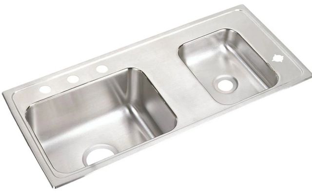 Elkay Lustertone® Classic Lustrous Satin Stainless Steel 37 x 17" x 7" Rectangular Double Bowl Drop-in Classroom ADA Sink-0