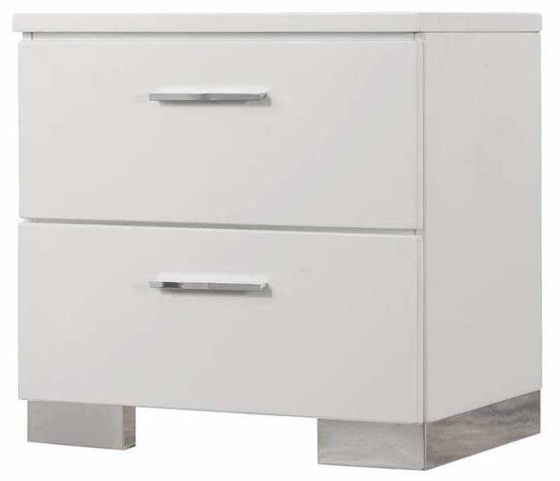 Coaster® Felicity 4-Piece Glossy White Queen Low Profile Bedroom Set-2