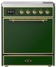 Ilve® Majestic III 30" Emerald Green Pro Style Induction Range with Solid Door and Brass Trim-0