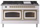 Ilve® Nostalgie II Noblesse 60'' White Pro Style Dual Fuel Range with Brass Trim-0