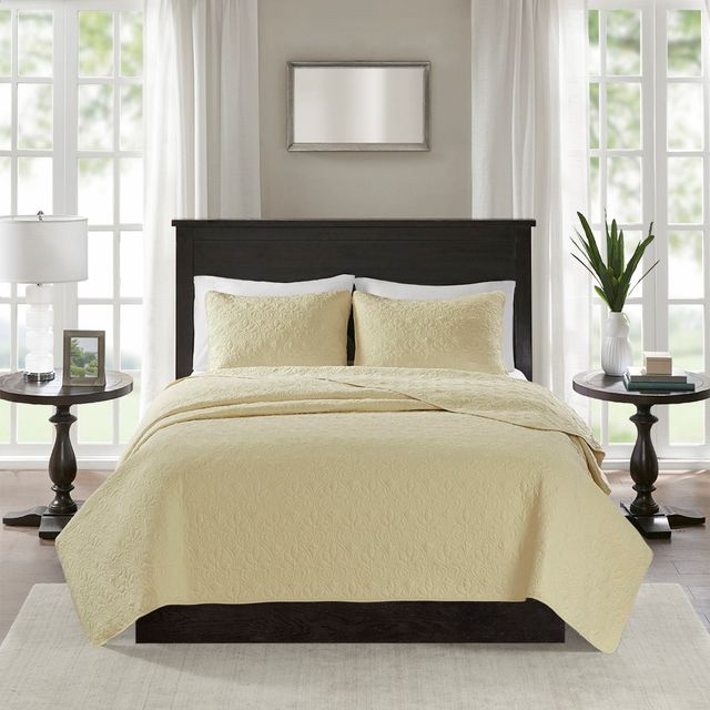 Olliix by Madison Park Yellow Full/Queen Quebec Reversible Coverlet Set-0