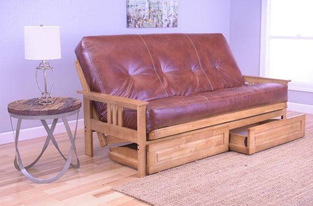 Kodiak Furniture Monterey Oregon Trail Saddle/Butternut Full Storage Futon with Mattress-1