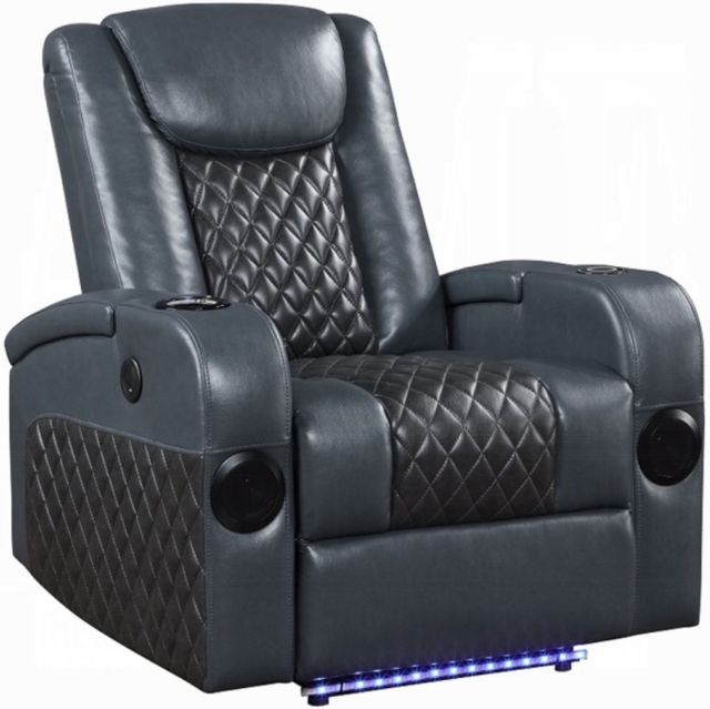 ACME Furniture Alair Black/Blue Power Recliner-0