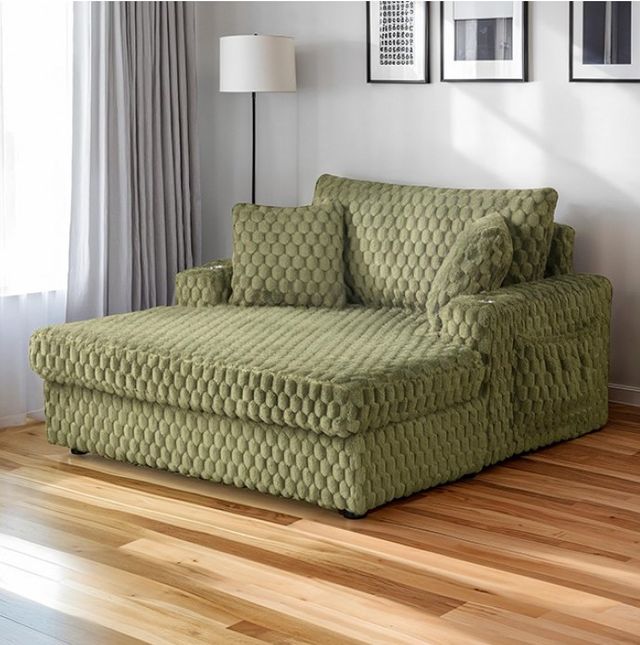 Furniture of America® Ferryhill Olive Green Arm Chaise-1