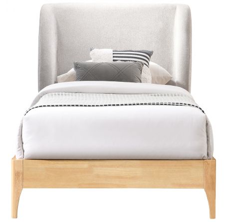 Meridian Furniture Ventura Grey/Natural Upholstered Twin Panel Bed-1
