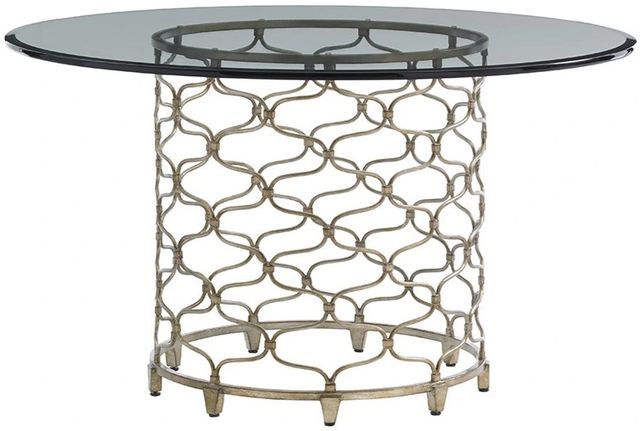Lexington Home Laurel Canyon Bollinger Clear Top 54" Dining Table with Burnished Silver Leaf Base-0
