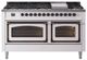 Ilve® Nostalgie II Noblesse 60'' White Pro Style Dual Fuel Range with Burnished Trim-0