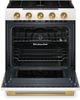 KitchenAid® 30” Porcelain White Slide-In Gas Range with Convection Cooking Modes and 2-in-1 Burner-1